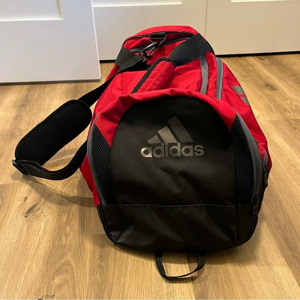 Adidas Red and Black Duffel Bag